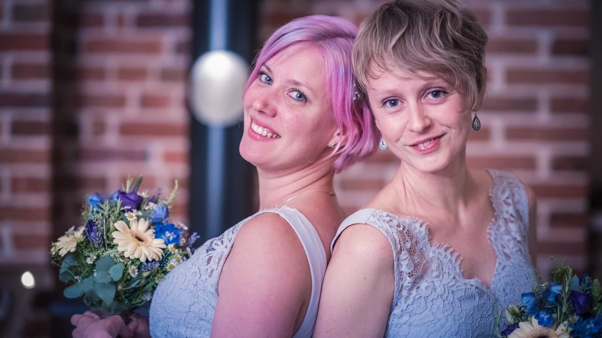 bridesmaids posing for the camera